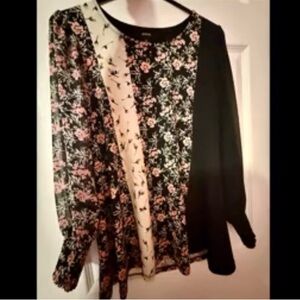 Alfani Petite Floral Blouse | Mixed Print Long Sleeve | Size PP